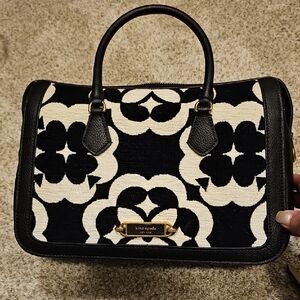 Kate Spade Black and Cream Floral Satchel